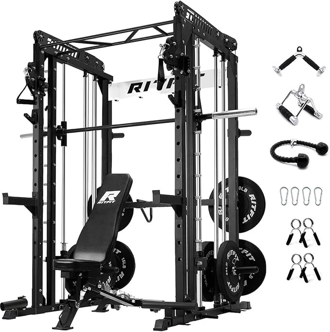 RitFit M1 Pro Smith Machine with Cable Crossover System, Multi-Function Squat Rack Power Cage for... | Amazon (US)