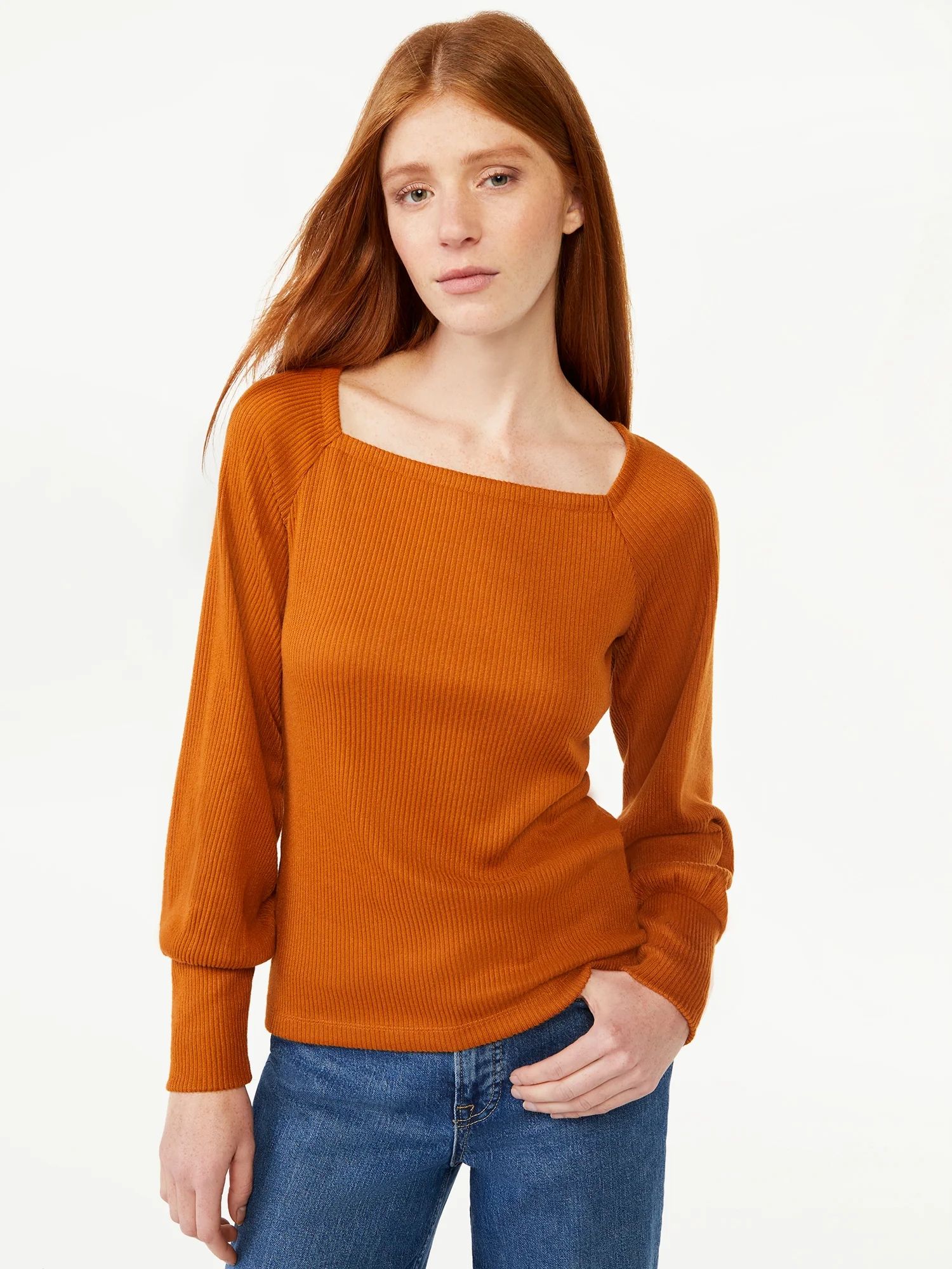 Free Assembly Women's Blouson Sleeve Tie Back Top - Walmart.com | Walmart (US)