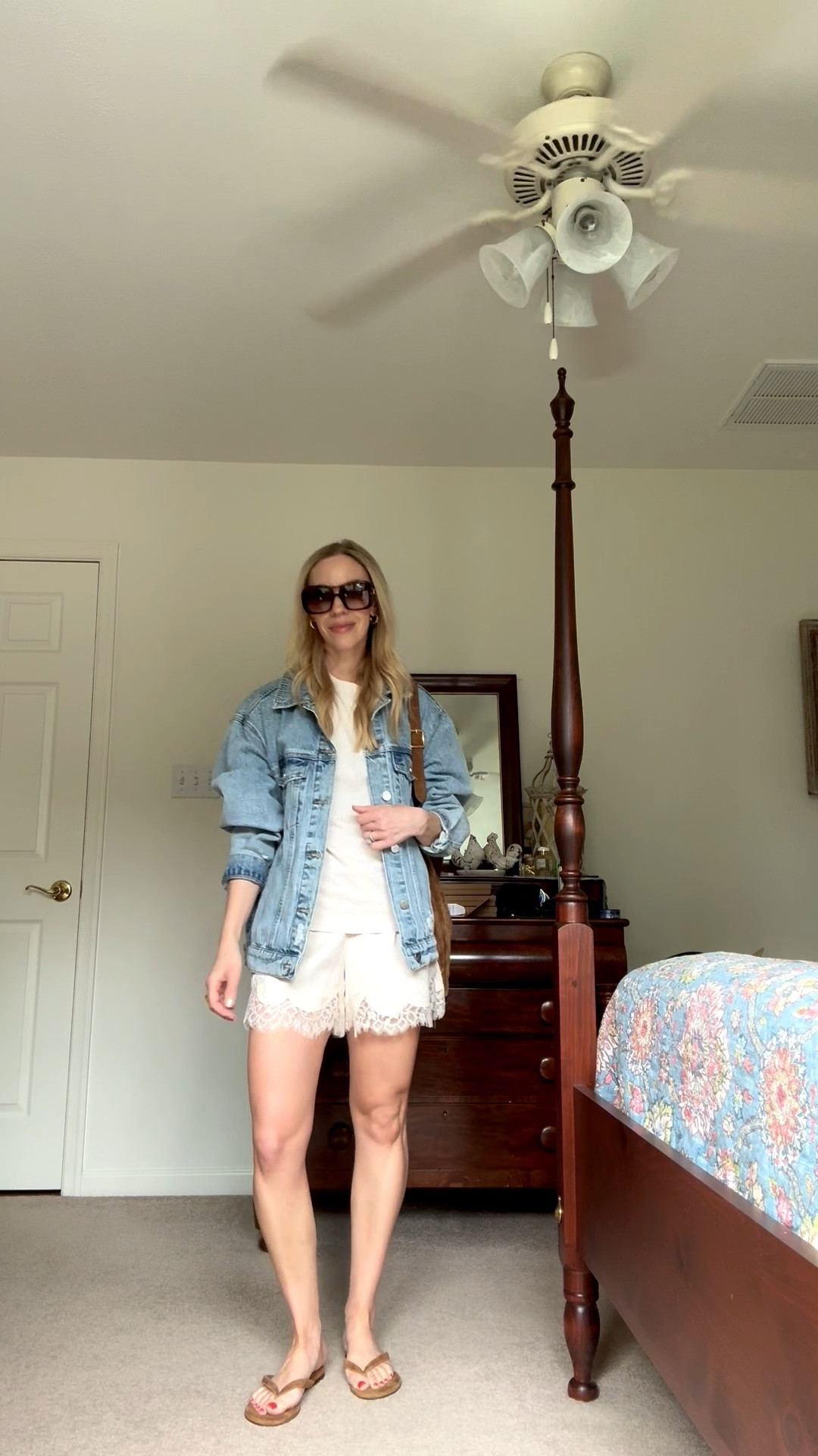 Styling lace shorts with tee and oversized denim jacket - this pair is so cute and under $60

#LTKOver40 #LTKSeasonal #LTKgrwm