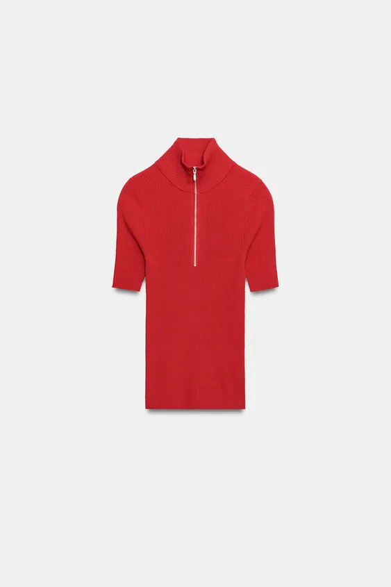 Model height: 177 cmHigh neck, short-sleeve top. Featuring a front zip fastening. | Zara DE