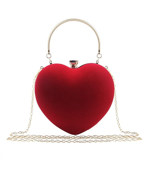Women Heart Purse Wedding Party Evening Bag Cute Heart Shaped Clutch Small Cocktail Prom Tote Han... | Amazon (US)