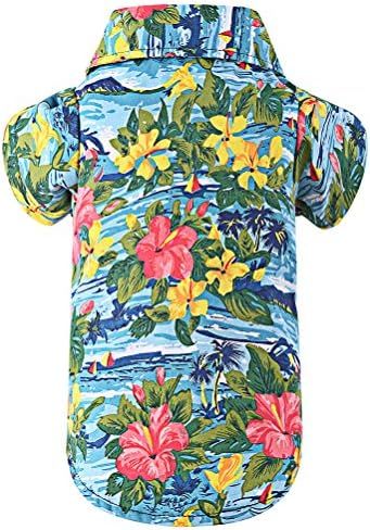 Dog Print Polo Shirt - Summer Hawaii Style with Flowers for Pet Puppy | Amazon (US)