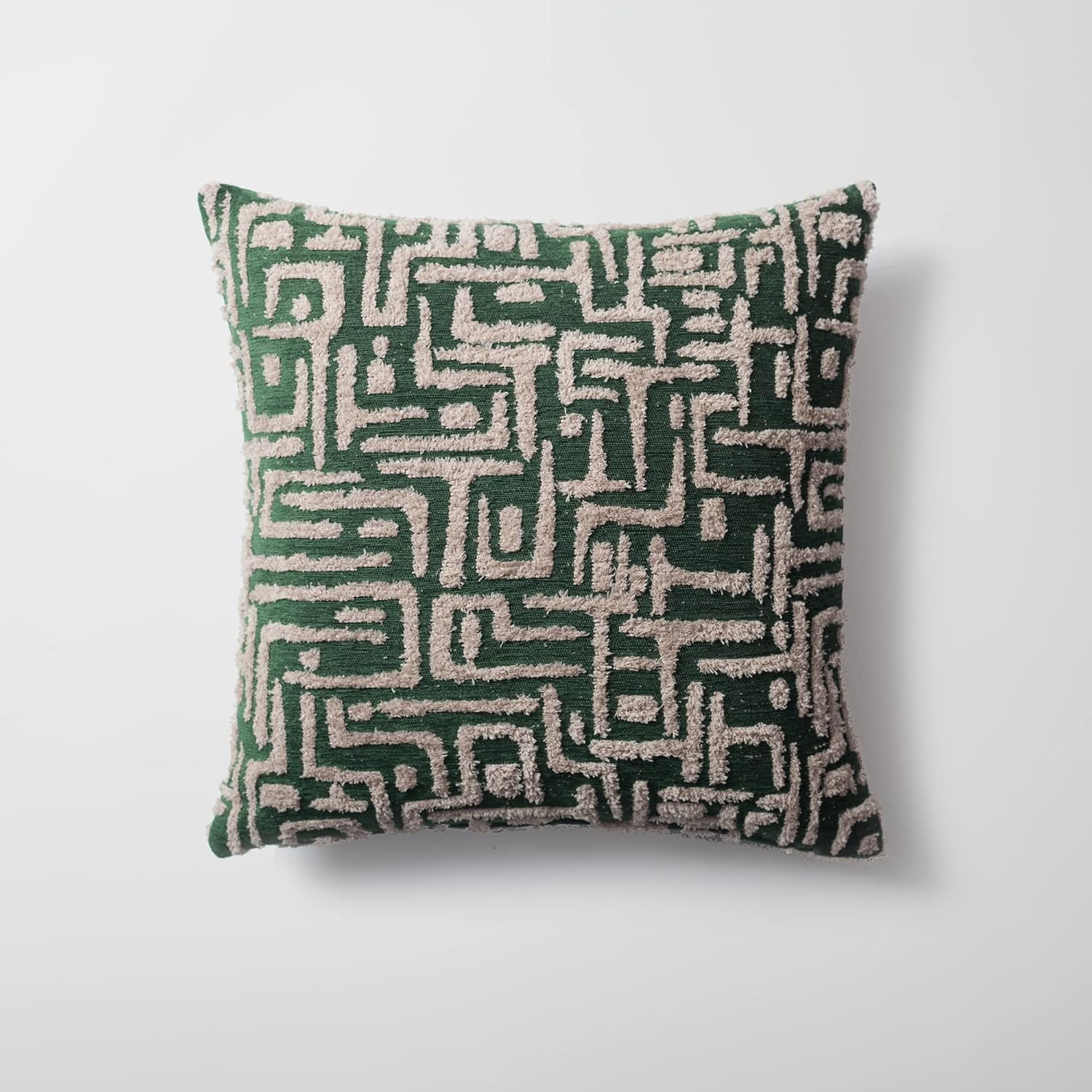 Woven Jacquard Throw Pillow Cover, Pack of 1 Geometric Pattern Textured Decorative Cushion Covers for Sofas, Couches, Fade Resistant Pillow for Sofa & Couch, Gilda, Green, 18x18 Inch | Amazon (US)