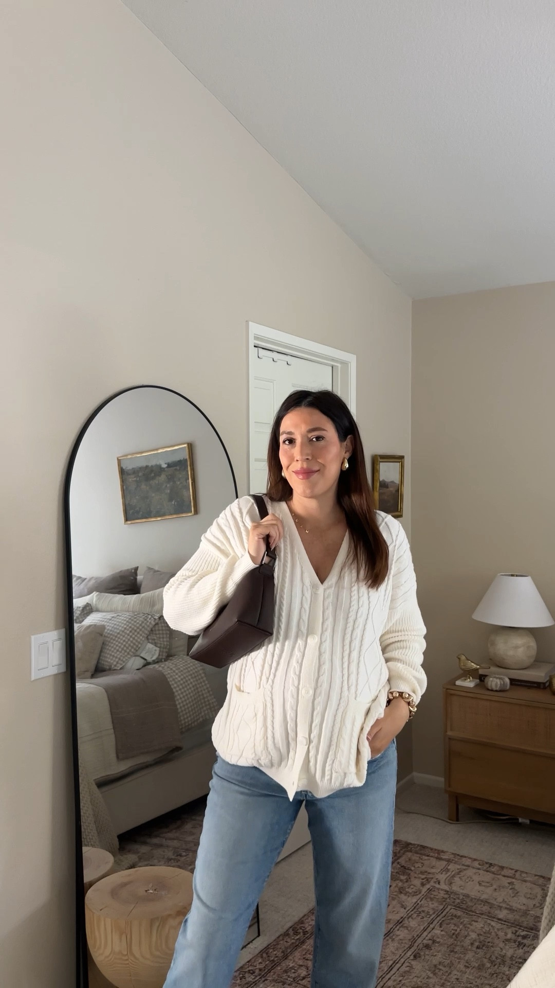 Day 13/30 - My first pair of maternity jeans ever. I’m honestly impressed bc I’m usually not a fan but these feel like regular jeans with a little stretch. What do we think? 

#LTKBump #LTKSeasonal #LTKStyleTip