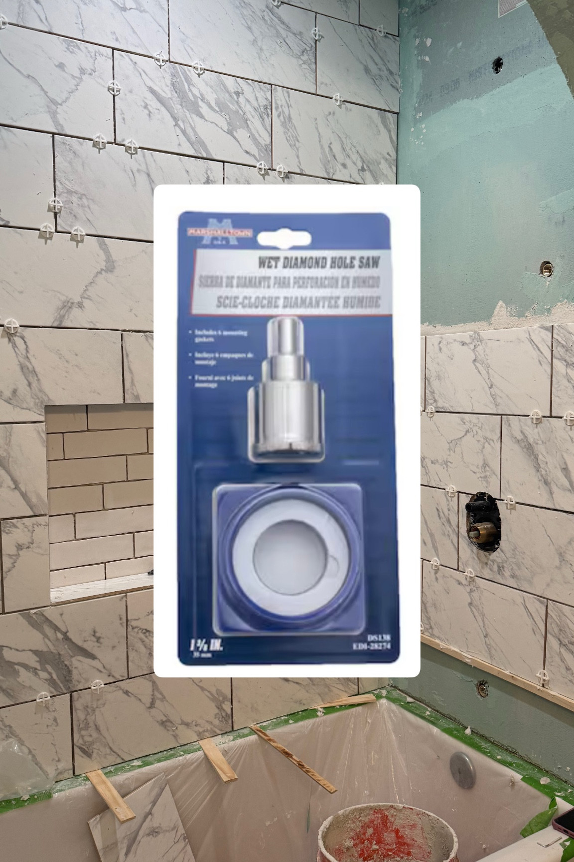Marshalltown 1-3/8-in Diamond Non-arbored Hole Saw with Hard Case

Used this to cut the hole in the tile for the faucet.

#lowes #diybathroom #diytile