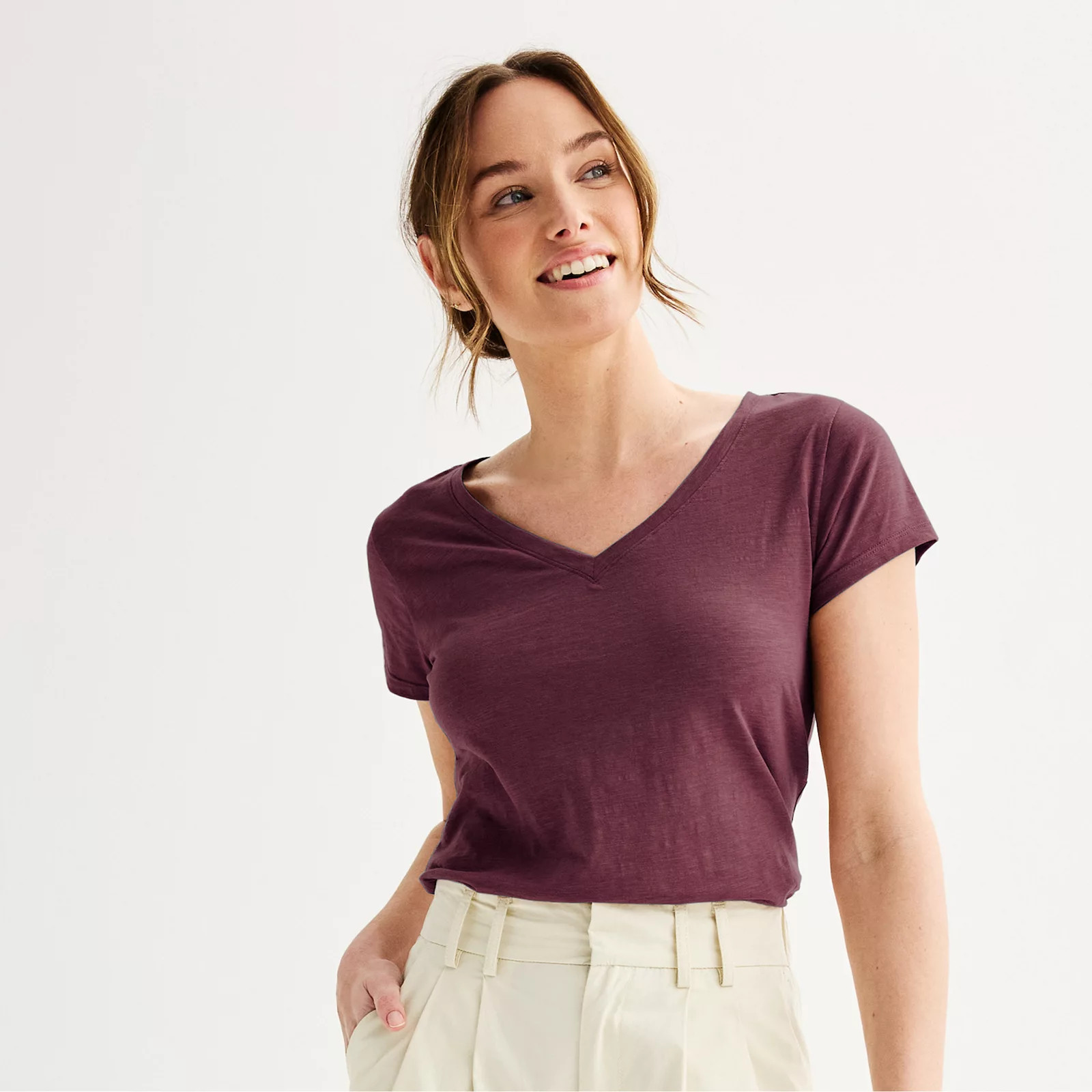 Women's Sonoma Goods For Life® Everyday Short Sleeve V-Neck Tee | Kohl's