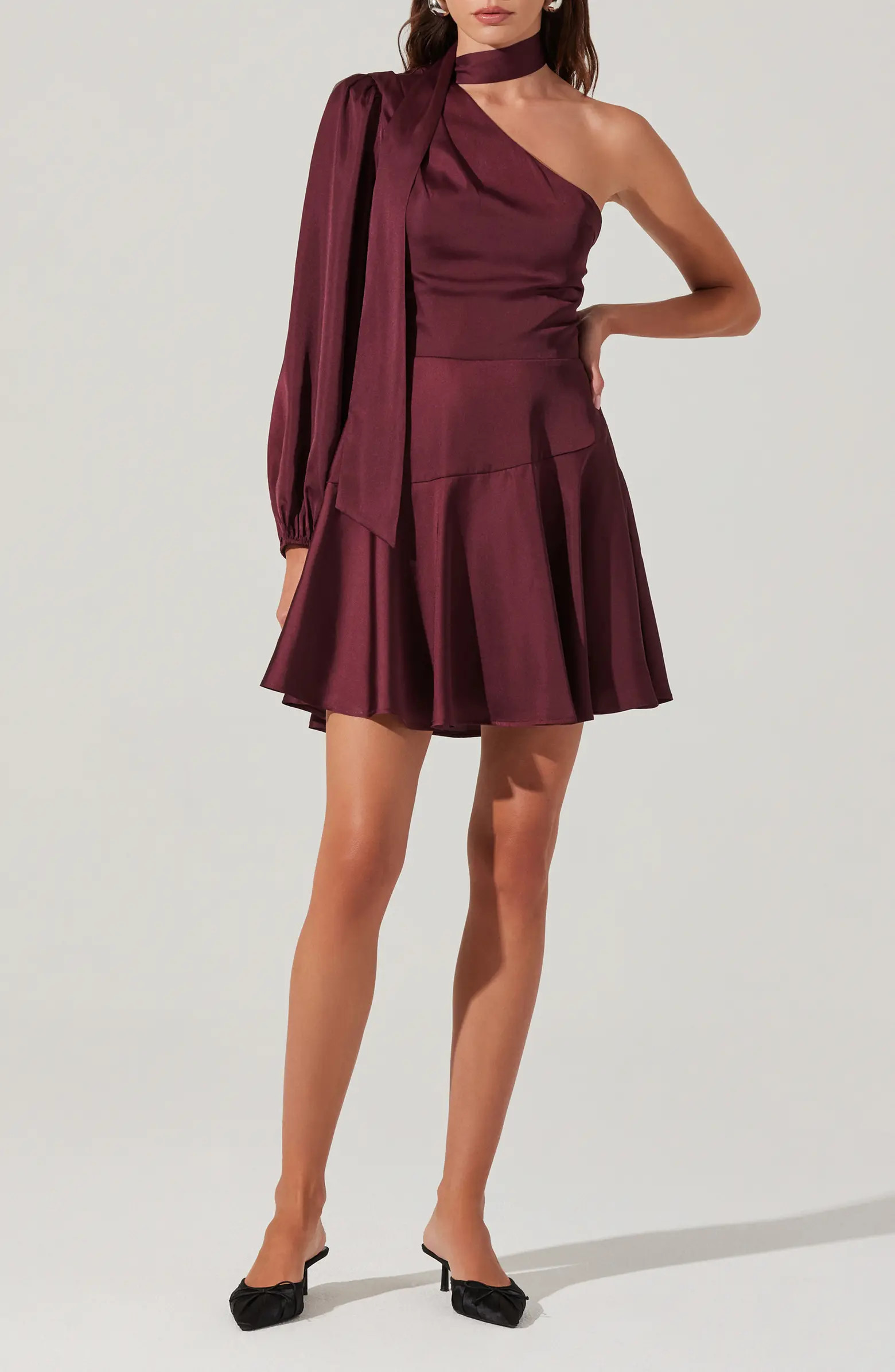 Satin Scarf One-Shoulder Minidress | Nordstrom Rack