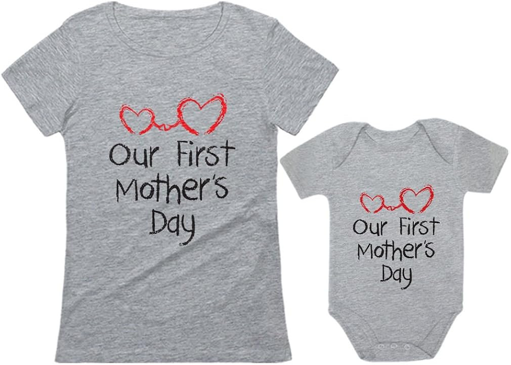 Tstars Our First Mothers Day Mommy and Me Matching Outfits Mom and Baby Shirts Set | Amazon (US)