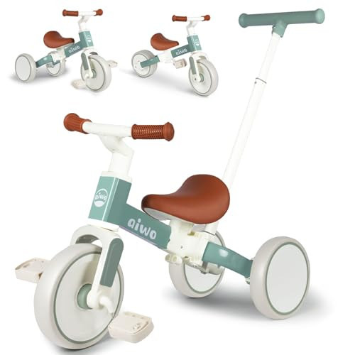 aiwo 5in1 Tricycle for Toddlers 1-3, Toddler Balance Bike for 1 to 4 Year Old Kids Boys Girls First Gift, Ride-on Toys Toddler Bike with Push Handle (Steering) | Amazon (US)