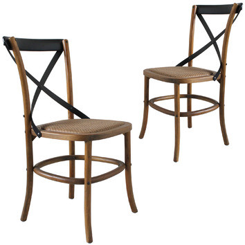 Natural Zola Cross Back Rattan Dining Chairs (Set of 2) | Temple & Webster AU