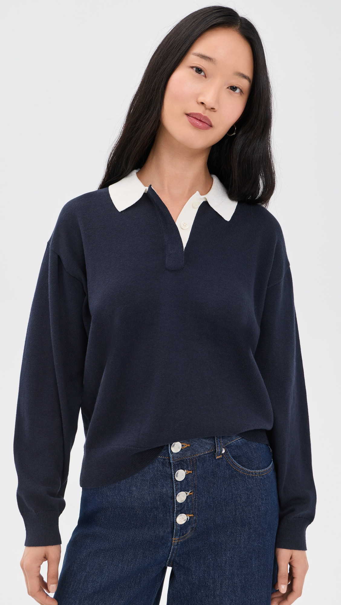 Alex Mill Bond Street Cashmere Polo Top Navy S | Shopbop