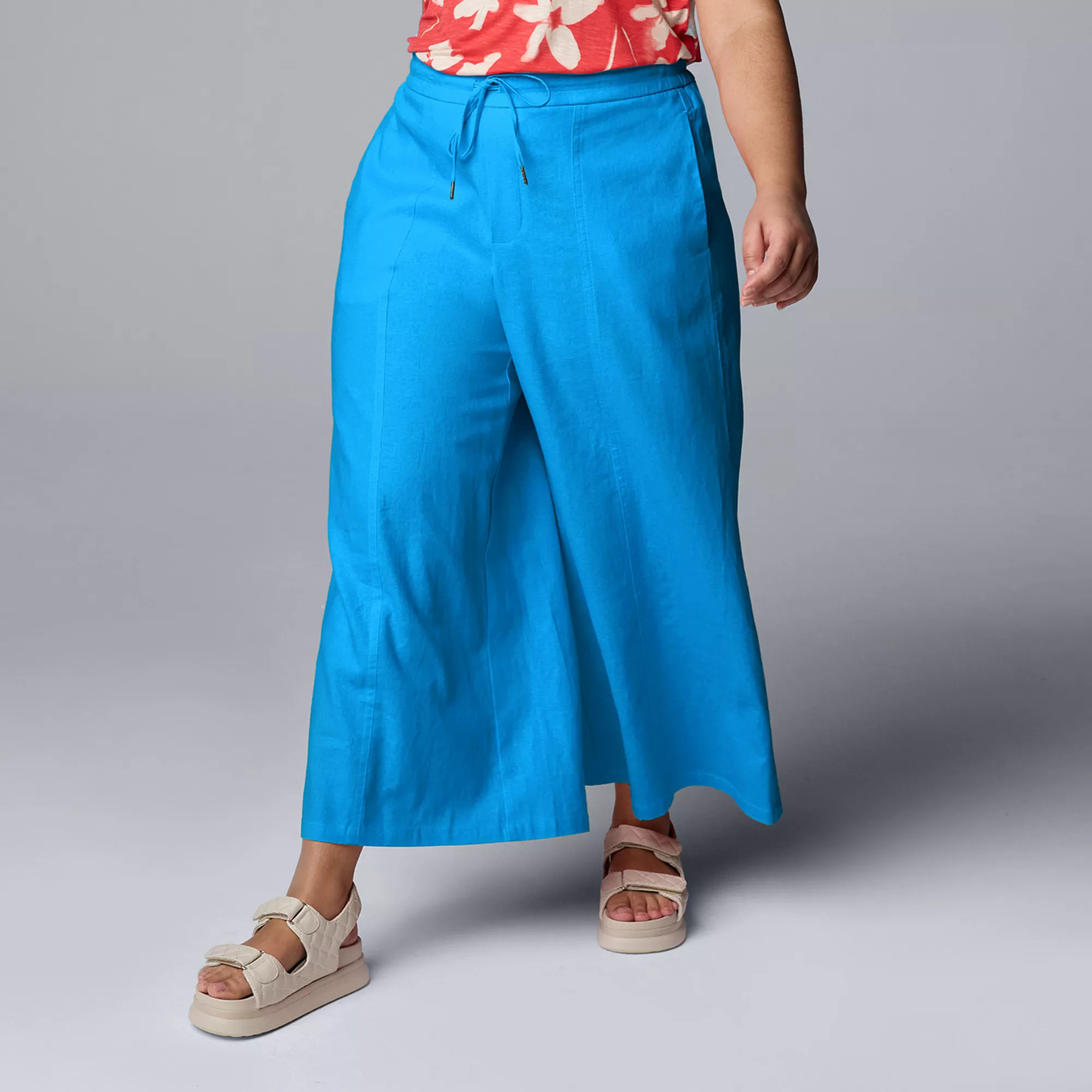 Plus Size Simply Vera Vera Wang Wide Leg Linen Pants | Kohl's