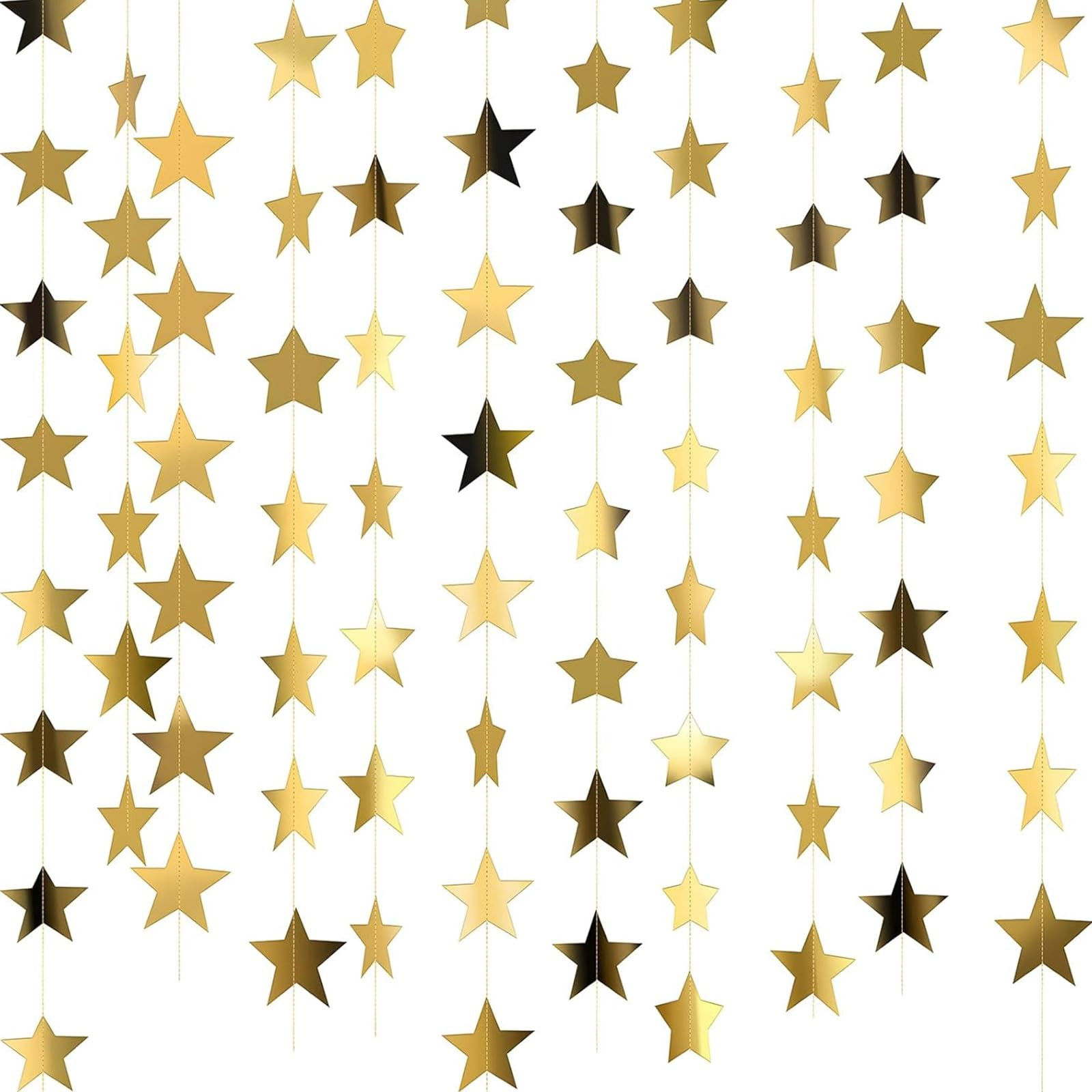 4m Reflective Star Paper Garland Party Decorations Kit, Gold Star Hanging Banner for Birthday Wed... | Amazon (UK)