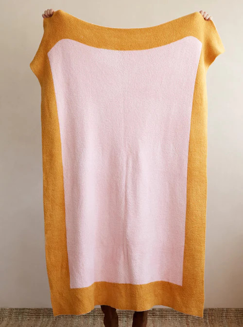 Shiraleah Rowan Super Soft Reversible Border Throw, Sunflower | Shiraleah