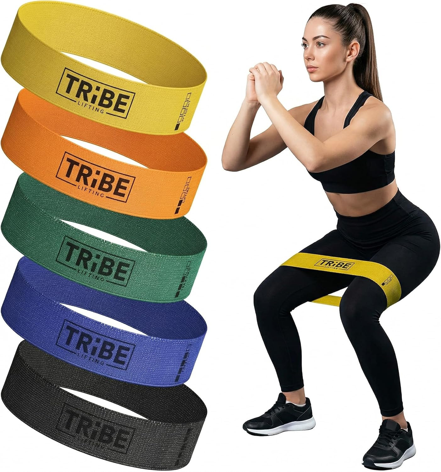 Fabric Resistance Bands for Working Out, 5-Band Set for Legs and Glutes | Amazon (US)