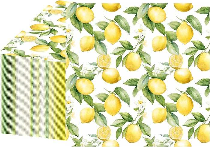 50 PCS Lemon Cocktail Napkins Yellow Citrus Paper Napkin 3-Ply Summer Fruit Disposable Napkins Le... | Amazon (US)