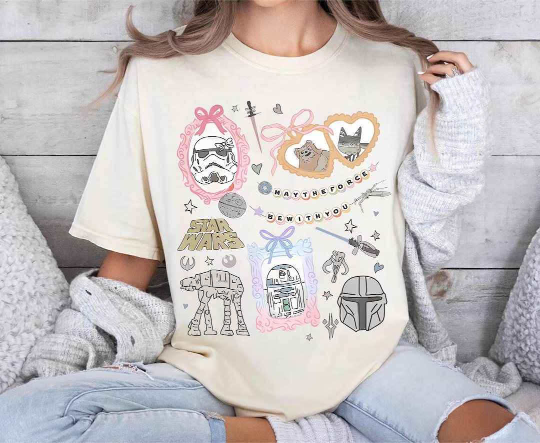 Retro Coquette Disney Star Wars Shirt Bow Aesthetic R2D2 ATAT Ewok Tee Disney Trip Shirt Disneywo... | Etsy (US)