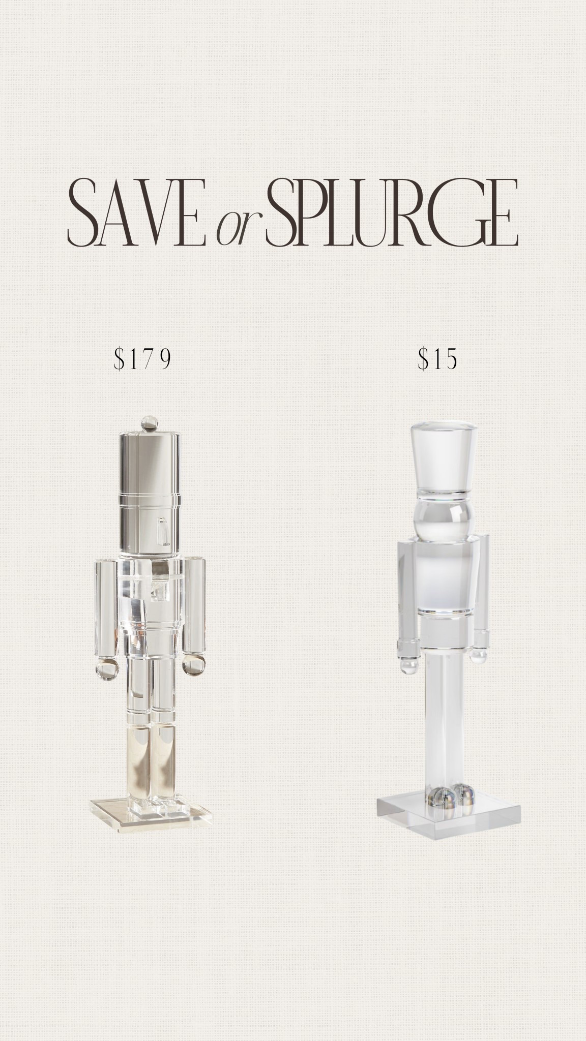 Save or splurge! These cute acrylic nutcrackers are an elevated edition to any holiday decor! #stylinbyaylin

#LTKHoliday #LTKFindsUnder50 #LTKSaleAlert