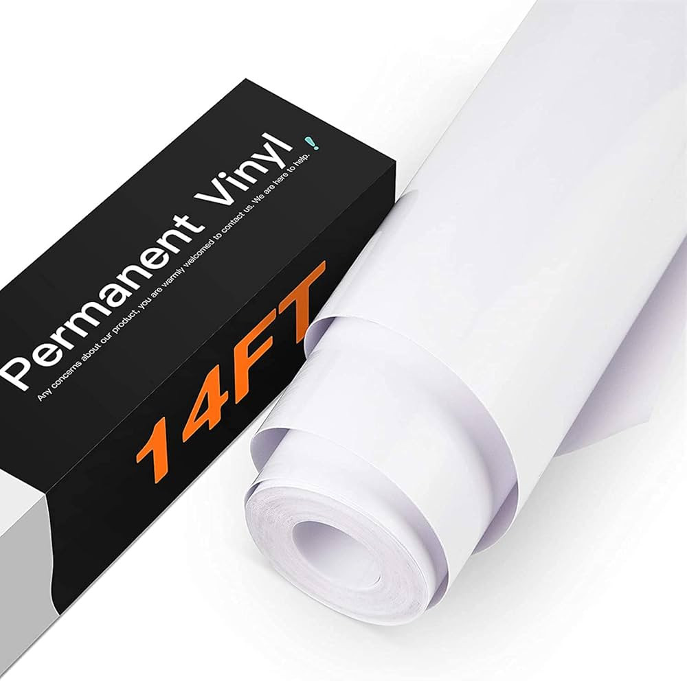 HTVRONT White Permanent Vinyl, White Vinyl for Cricut - 12" x 14 FT Adhesive Vinyl Roll for Cricu... | Amazon (US)
