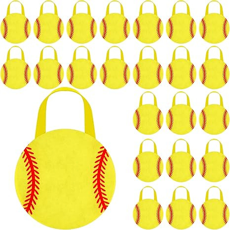 Shihanee 24 Pcs Softball Party Favor Bags Ball Themed Party Goodie Candy Bags Sport Game Treat Ha... | Amazon (US)