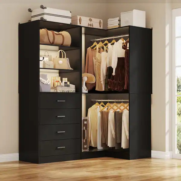 Cimly Set of 2 Corner Closet Organizer, Freestanding Closet System with Wooden Drawers | Bed Bath & Beyond