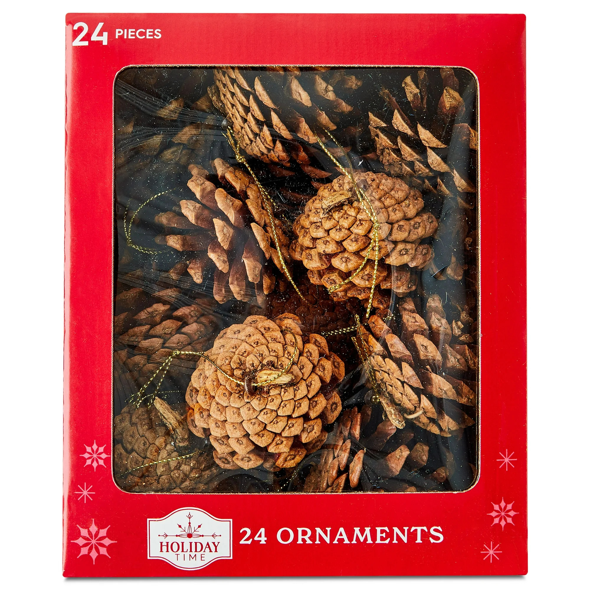 24 Count Natural Brown Pinecone Christmas Ornaments, Assorted Sizes, by Holiday Time | Walmart (US)