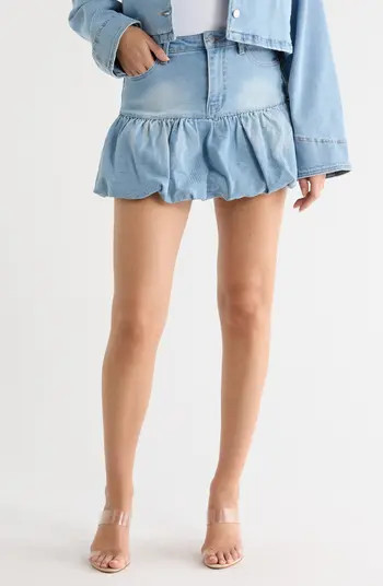 AFRM LOS ANGELES Cassie Bubble Hem Denim Miniskirt | Nordstromrack | Nordstrom Rack