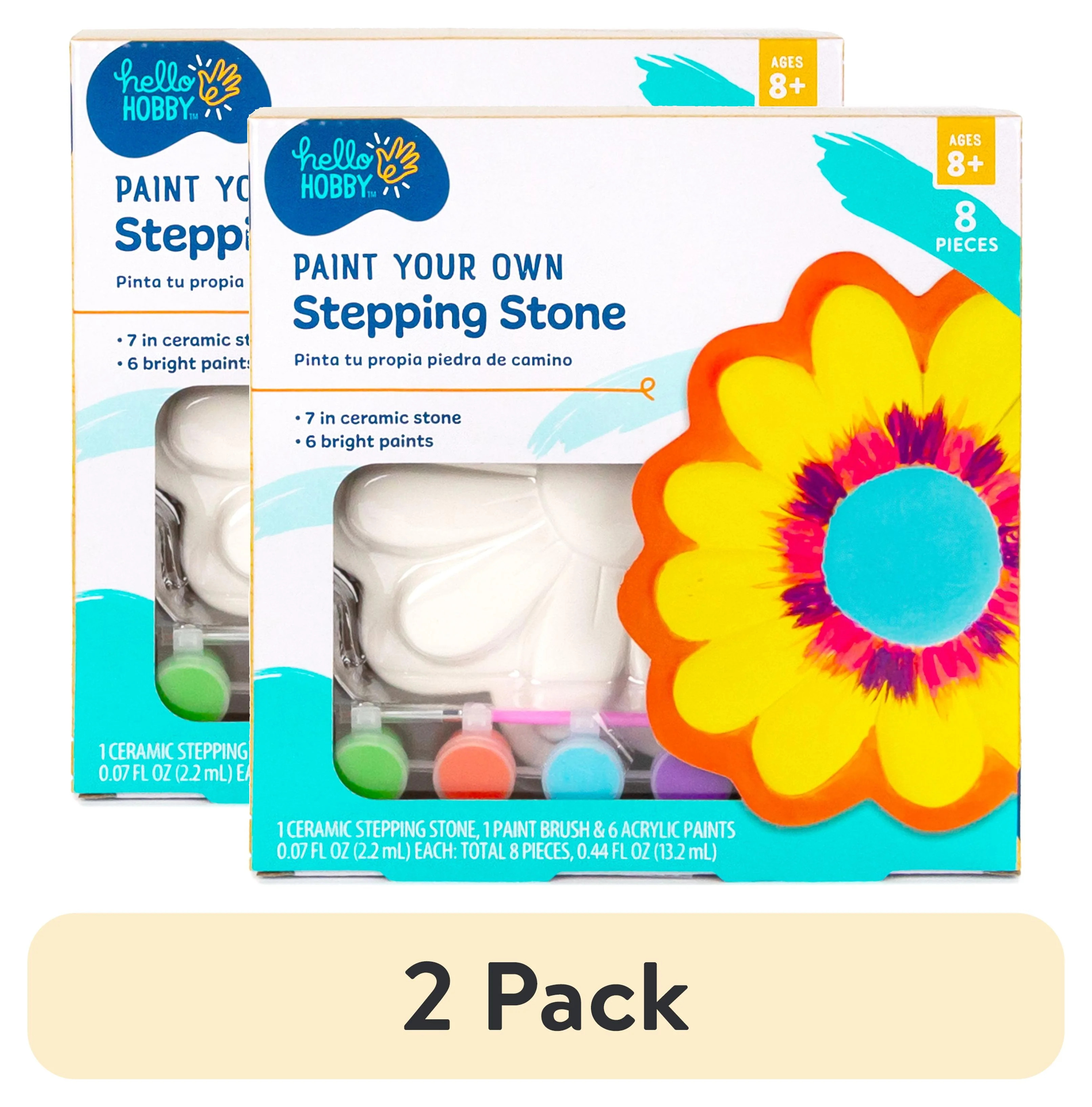 (2 pack) Hello Hobby Multicolor Paint Your Own Flower Stepping Stone, Arts & Crafts Kits - Walmar... | Walmart (US)