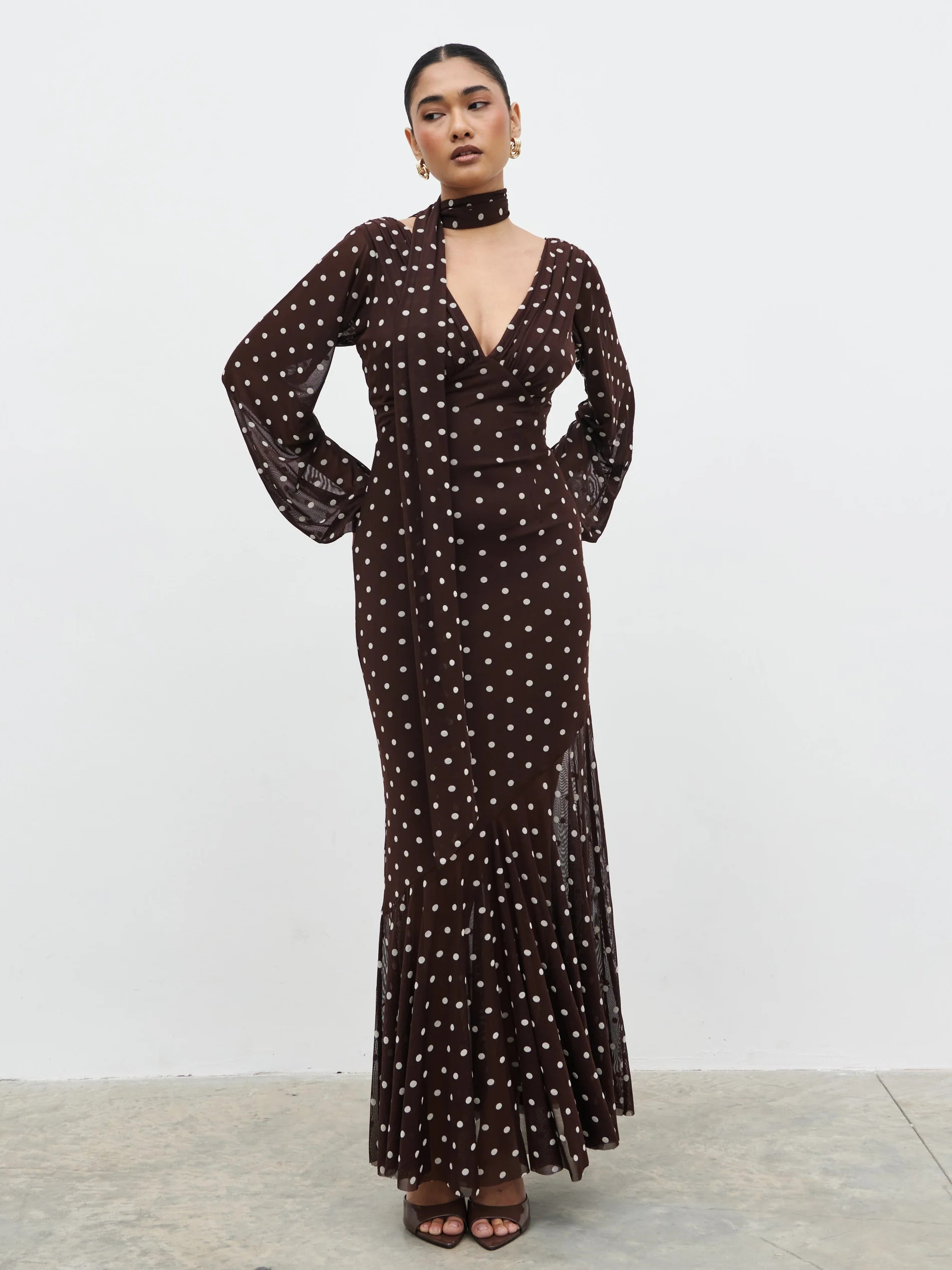 Petula Scarf Mesh Maxi Dress | Occasionwear | Pretty Lavish | Pretty Lavish (UK)