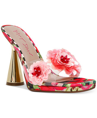 Betsey Johnson Women's Blondee Floral Flare-Heel Dress Sandals - Macy's | Macy's