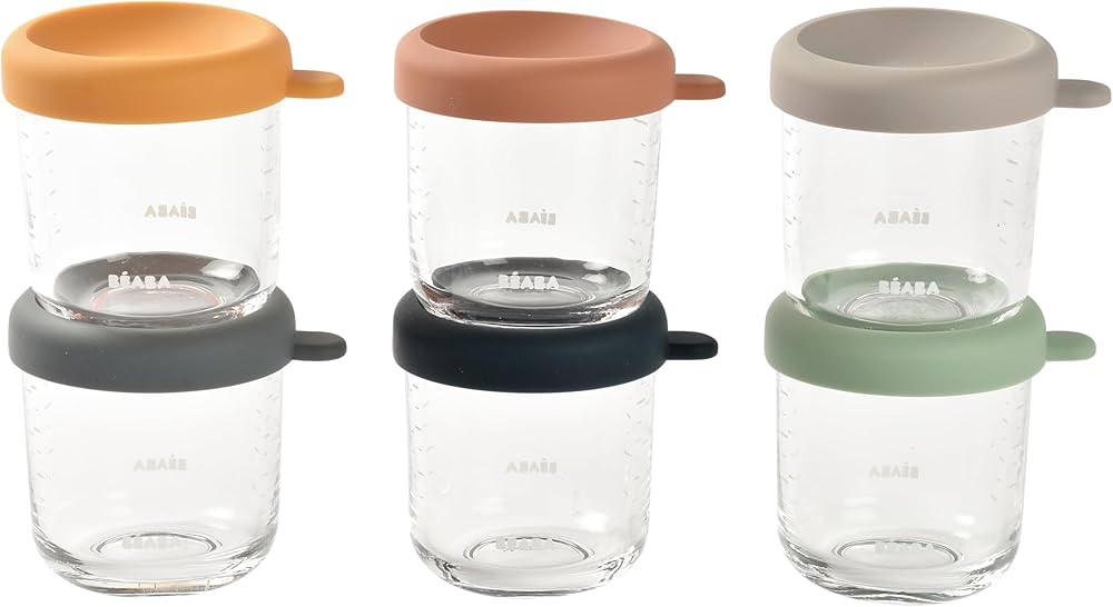 Beaba 6 Pack Glass Baby Food Jars, Freezer, Sterilizer, and Dishwasher Safe, 8 oz Baby Food Stora... | Amazon (US)