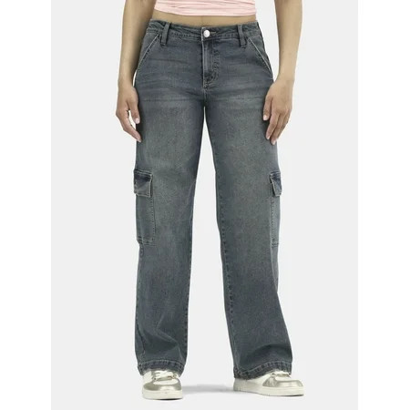 No Boundaries Cargo Slouchy Straight Leg Jeans, 32” Inseam; Women's and Women’s Plus | Walmart (US)