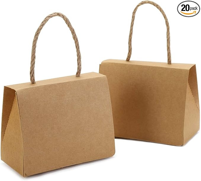20 Pcs Brown Gift Boxes,5.12x2.75x3.54 Inches,Small Gable Gift Boxes,Portable Handle Kraft Paper ... | Amazon (US)