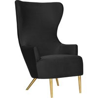TOV Julia Velvet Wingback Accent Chair, Velvet/Wood in Black by DecoratorsBest | DecoratorsBest