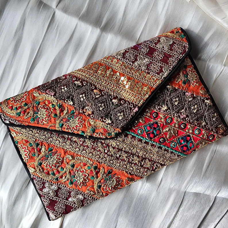 Bohemian Evening Bag Wedding Clutch Purse Custom Bridal Bag Bridesmaid Gift Traditional Banjara E... | Etsy (Global)