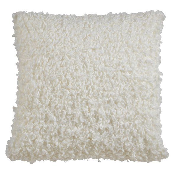 18" Faux Lamb Fur Pillow Poly Filled Ivory - SARO Lifestyle | Target