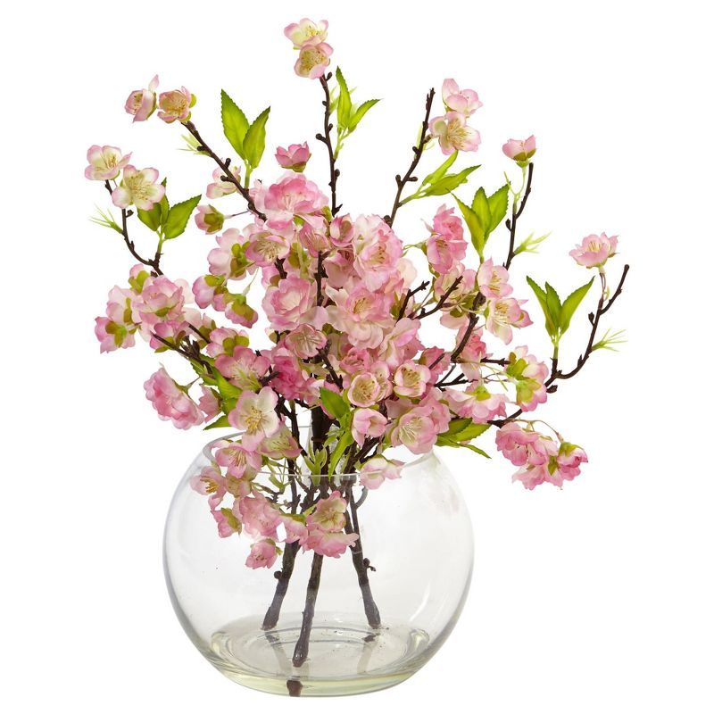 Cherry Blossom in Large Vase Pink - Nearly Natural | Target