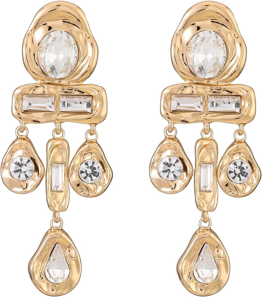 Statement Drop Earrings,Gold Plated Crystal Dangle Earrings,Jewelry Gift For Women Girls | Amazon (US)