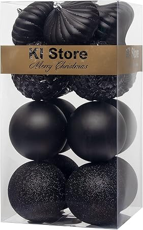 KI Store Large Christmas Balls Black 4-Inch 16pcs Shatterproof Christmas Tree Ball Ornaments Deco... | Amazon (US)