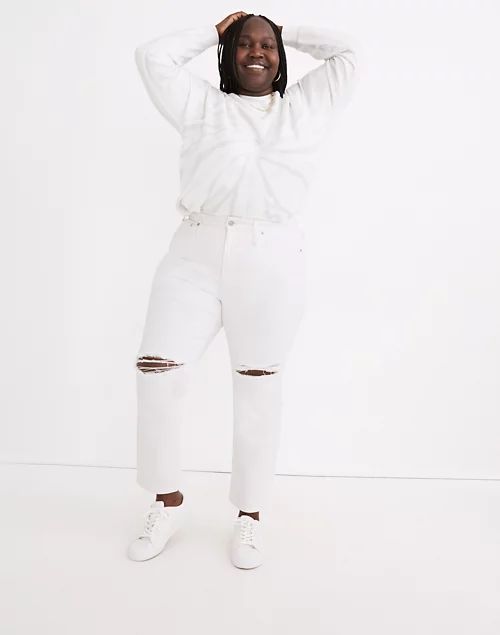 The Plus Perfect Vintage Crop Jean in Tile White: Knee-Rip Edition | Madewell