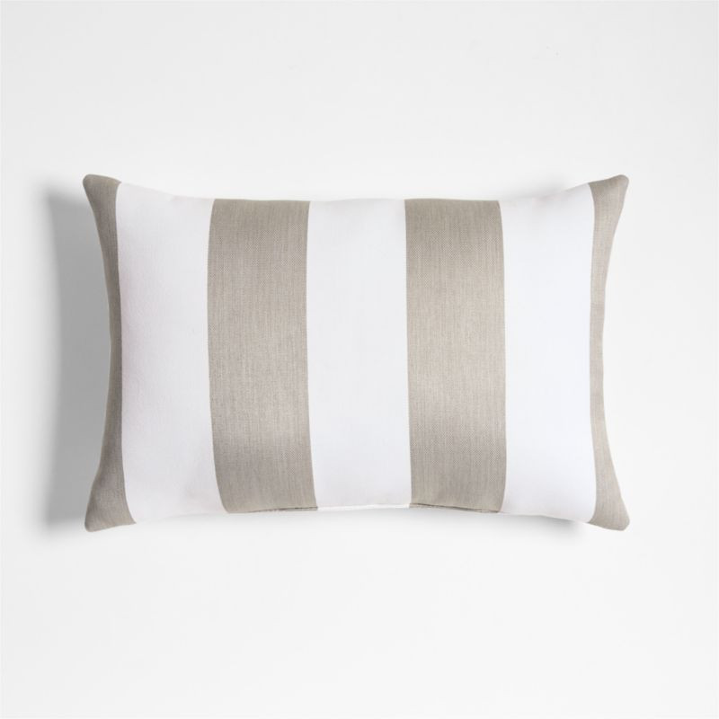 Sunbrella 20"x13" Cabana Flax Taupe Stripe Outdoor Throw Pillow + Reviews | Crate & Barrel | Crate & Barrel