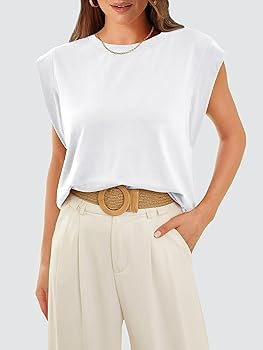 WIHOLL Cap Sleeve Tops for Women Summer Top Basic Tee Shirts Casual Tank Loose Fit 2025 Fashion | Amazon (US)