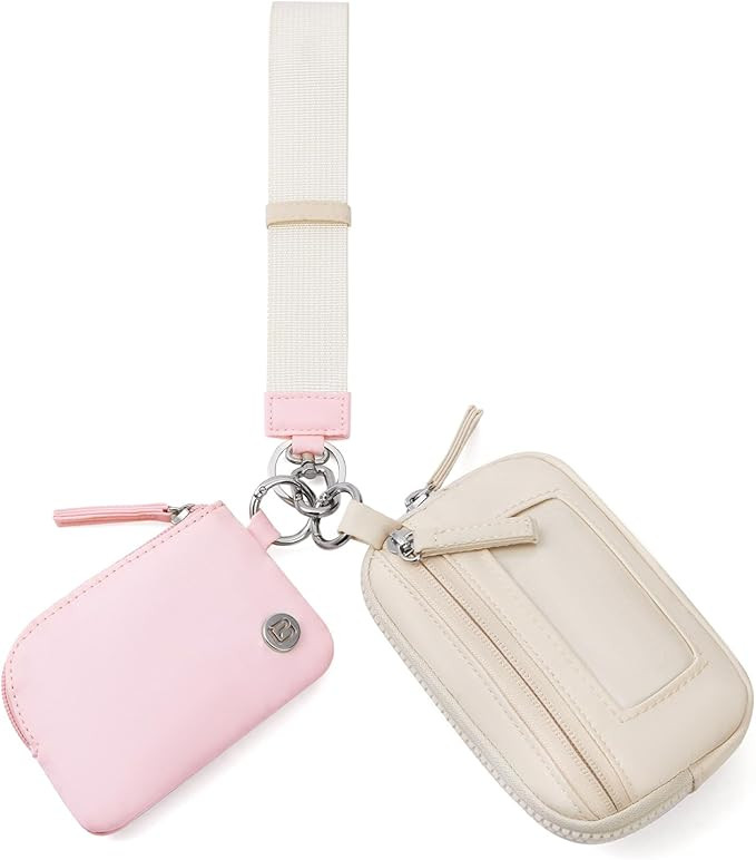 POIUGOYA Nylon Wristlet Wallets, Dual Pouch Keychain Wristlet Wallet, RFID Small Wallet With Coin... | Amazon (US)
