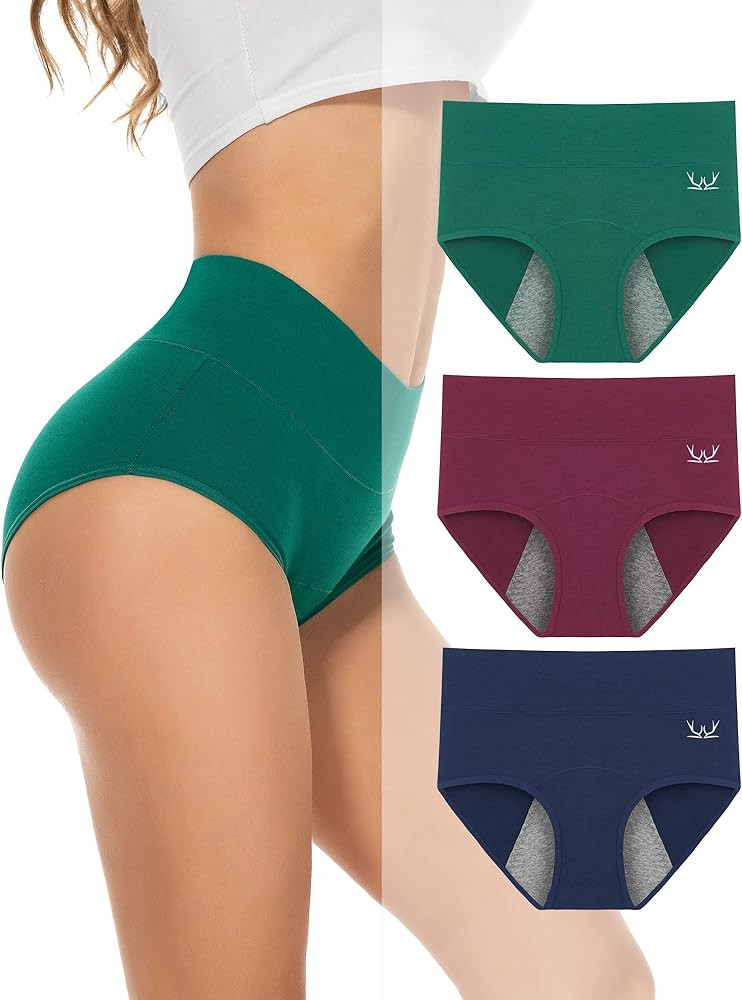 PULIOU Period Underwear for Women Heavy Flow High Waisted Menstrual Panties Teens Cotton Postpart... | Amazon (US)