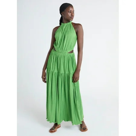 Scoop Women’s Plisse Halter Maxi Dress with Cutouts Sizes XS-XXL | Walmart (US)