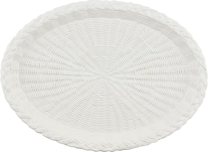 Mud Pie 12 1/2" x 17" Woven Ceramic Platter, White | Amazon (US)