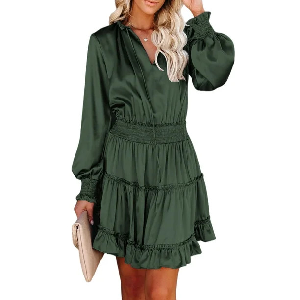 Colisha Long Sleeve Cocktail Party Tunic Dress Ladies Fall Winter Short Empire Waist Dresses Swin... | Walmart (US)