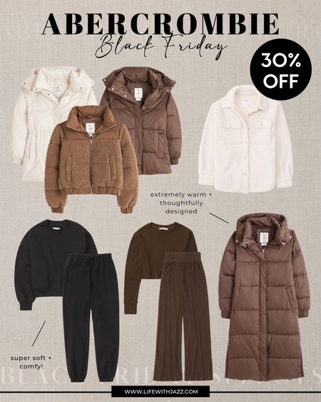 30% off + now extra 15% off with code CYBERAF for Abercrombie’s Black Friday sale!
My top picks: 
Tailored work pants - I wear xs 
Cozy lounge sets
Mid and long puffer 
Sherpa shirt 
Leather pants 
Fringed scarf 
Crewneck sweater 

#LTKCyberweek #LTKHoliday #LTKGiftGuide