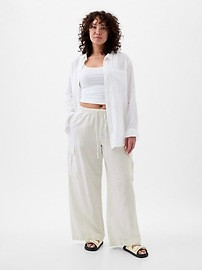 Mid Rise Linen-Cotton Pull-On Cargo Pants | Gap (US)