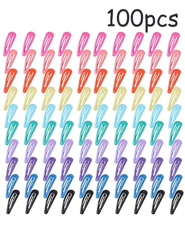 100PCS Girls Hair Snap Clips No Slip Metal Hair Barrette Hair Pin Clips for Baby Girls Toddlers | Walmart (US)